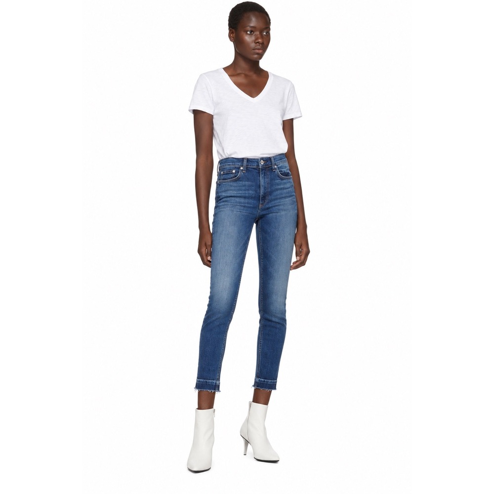 Rag & Bone Nina High Rise Ankle Skinny Jeans Blair Wash Released Hem Size 28